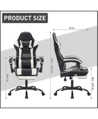 Streamdale Gaming Chair with Footrest, Ergonomic Computer Chair, Black White