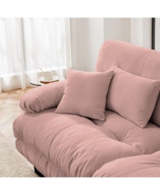 Cloud Couch 2 Seater Sofa, Chenille Pink with 4 Pillows