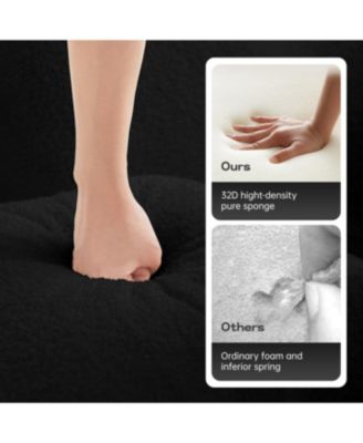 Black Teddy Fabric Boneless Sofa with Double Chaises