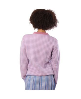 Bellemere Women's New York Merino Tweed Pullover With Pearl Polo Collar Sweater