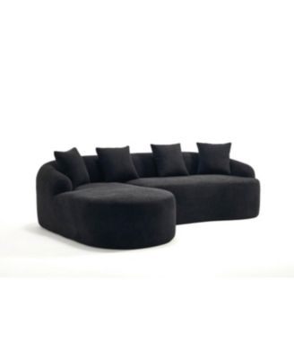 Streamdale Compression L-Shape Sectional Sofa with Curved Chaise, Black Modular Chenille Couch
