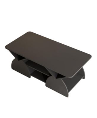 Streamdale Engineered Wood Rounded Corner Rectangular Coffee Table with Open Shelves - BLACK