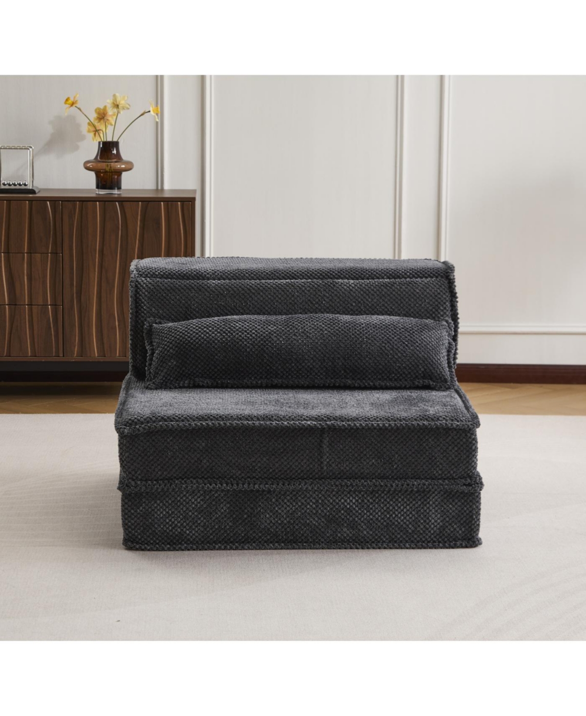 Streamdale Furniture Streamdale Compression Sofa, Convertible Floor Sofa Bed, Modular Sectional Sofa, Dark Grey