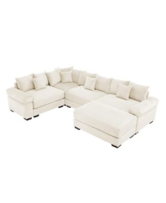 Streamdale Oversized Cloud Modular Sectional Couch with Ottoman, Cream