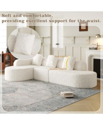 Streamdale L-shaped curved modular sofa, modern lychee-textured polyester fabric, curved backrest