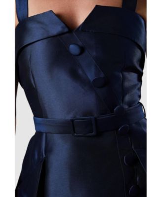 Women's Tan Twill Belted Volume Midi Dress