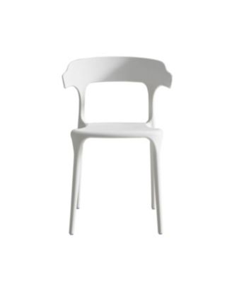 Stackable White Plastic Dining Chairs - Set of 4