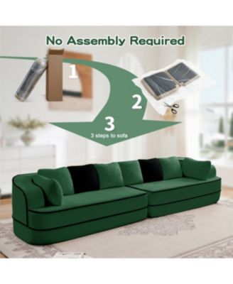Streamdale Green 4-Seat Teddy Fabric Sofa with High Density Sponge - No Assembly Required