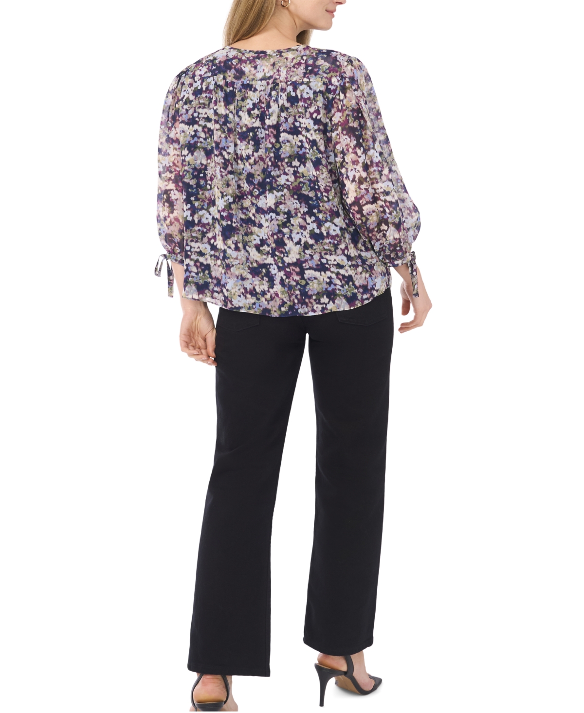 Sam & Jess Women's Crewneck Tie-Sleeve Top