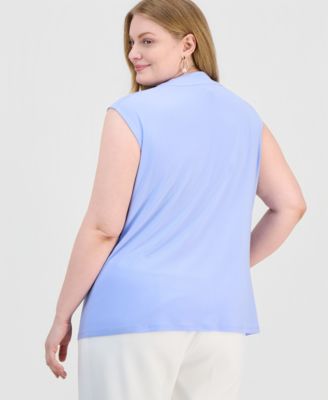 Plus Size Cowl-Neck Cap-Sleeve Top