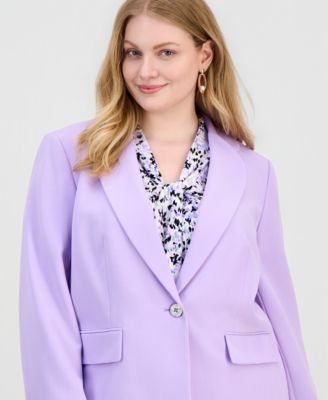 Plus Size Petal Lapel One-Button Jacket