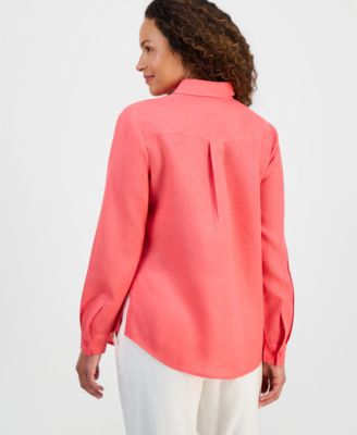 Petite 100% Linen Button-Front Shirt, Created for Macy's