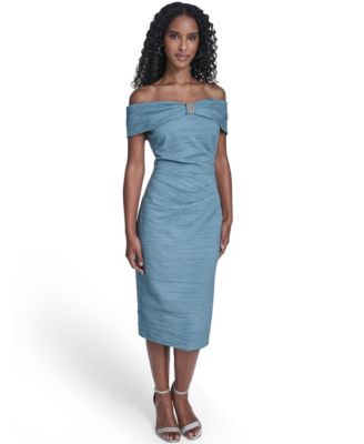 Women's Off-The-Shoulder Midi Cocktail Dress