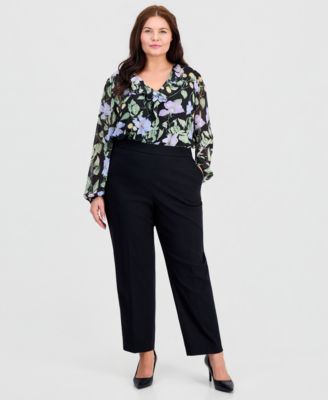 Plus Size High-Rise Straight Pull-On Pants