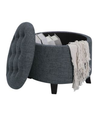 17" Plywood Round Storage Ottoman