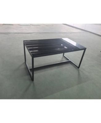Black Glass CoffeeTable, Small Tea Table, Glass with Metal Legs Sofa Table
