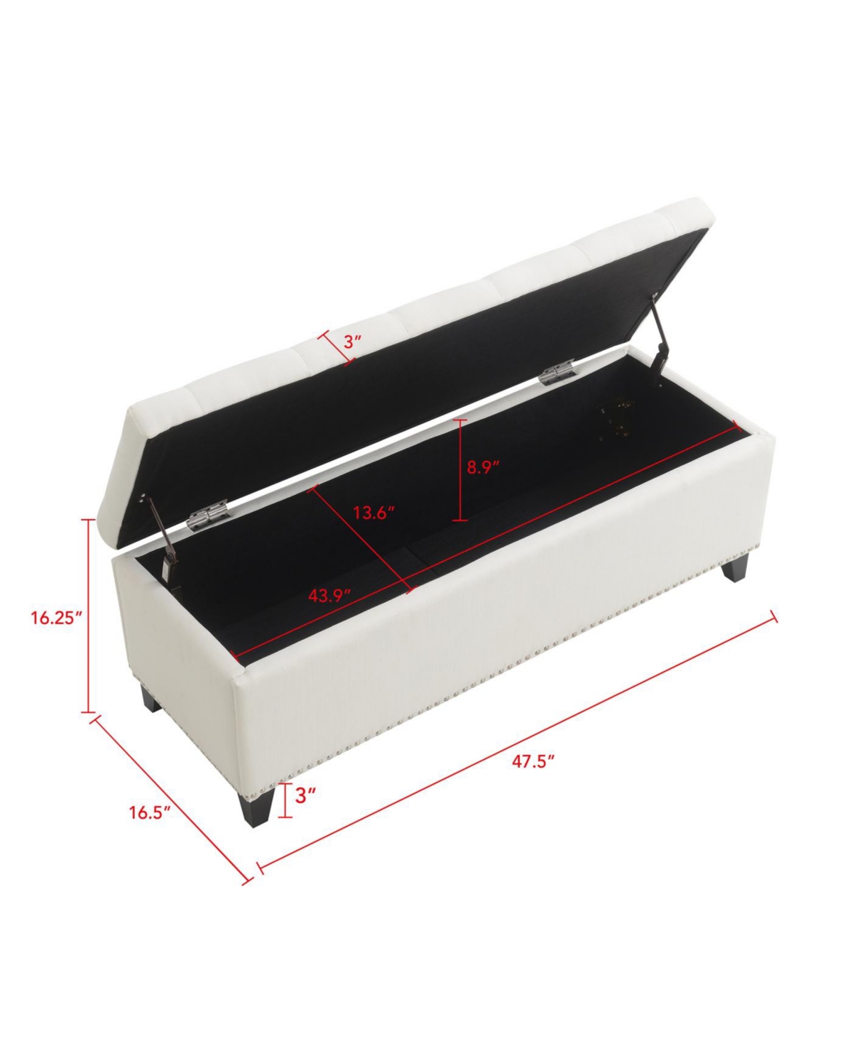 Streamdale Furniture 47.5" Storage Ottoman Bench - Beige