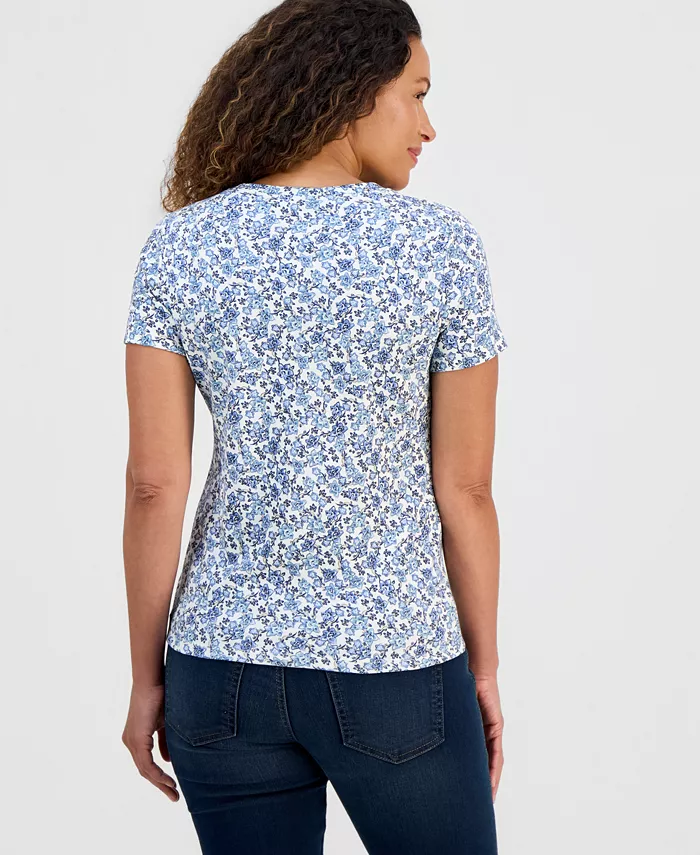 Women's Printed Short-Sleeve Henley Top - thumbnail 7