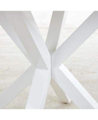 42.1" White Mid-century Dining Table with Round MDF Top