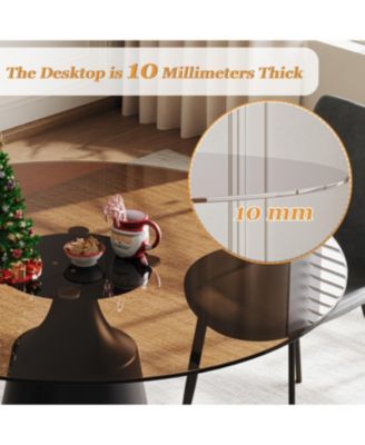 35" Round Dining Table & 4 Chairs Set - Mid-Century Modern Glass Top