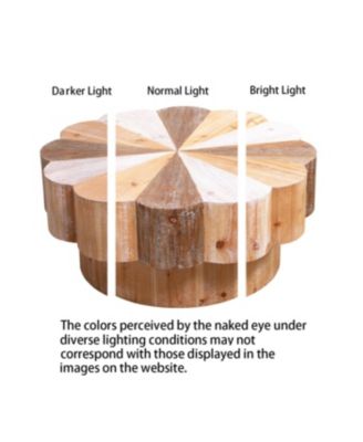 Streamdale Rustic Wood Flower Coffee Table - 31.7" Diameter Vintage Center Table