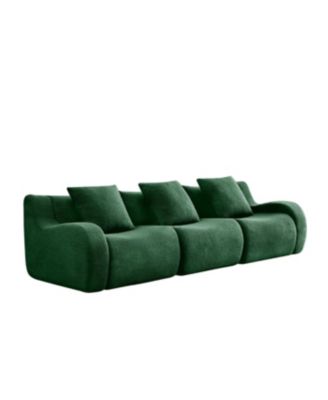 Boneless Sofa, 3 Seat Teddy Fabric, Anti-Slip, Curved Armrests