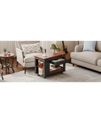 Modern Multi-Function Coffee Side Table with Foldable