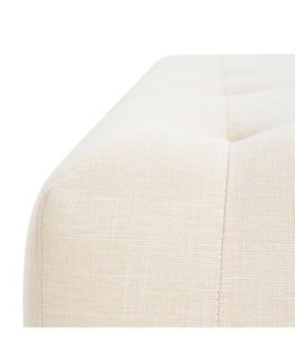 Streamdale Rectangular Tufted Linen Ottoman Bench with Solid Wood Legs, Beige
