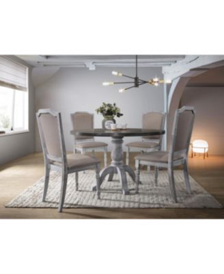 Iris Weathered White Wood 5-Piece Dining Set