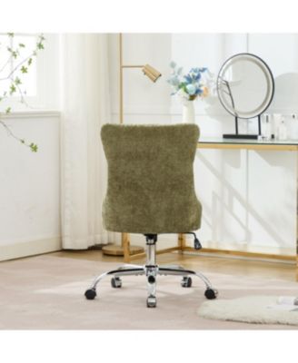 Modern Chenille Tufted Office Chair with Chrome Base, Adjustable Swivel