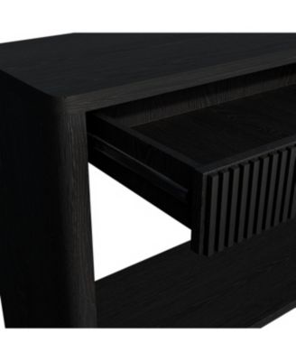 60" Modern 2-Drawer Fluted Console Table - Wood Veneer Sofa Table