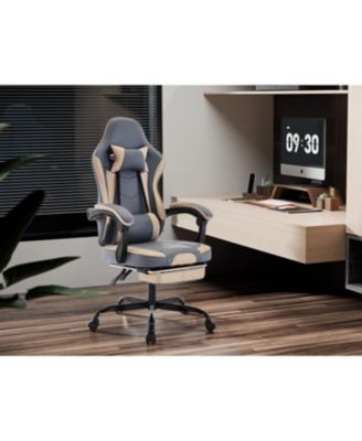 Gaming Chair with Footrest and Massage Lumbar Support