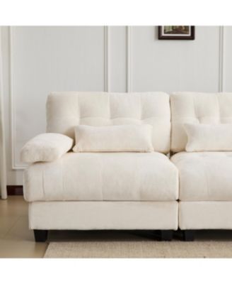 93" 3+1 Seater Sofa w/ Ottoman, Adjustable Backrest