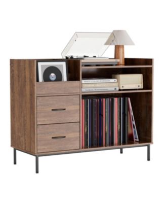  Record Player Stand with Adjustable Shelves & Speaker Shelf