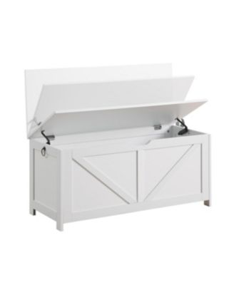 Retro Toy Box Organizer Entryway Storage Bench with 2 Hinges