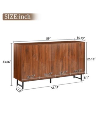 Mid-Century Modern Walnut Sideboard Buffet Cabinet