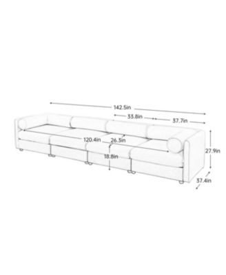 Modular Sectional Sofa with Storage, Cylindrical Backrest