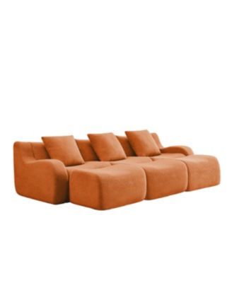 Three-Seat Teddy Fabric Sofa