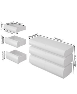  6 Drawer White Dresser, Modern Wide Storage Chest