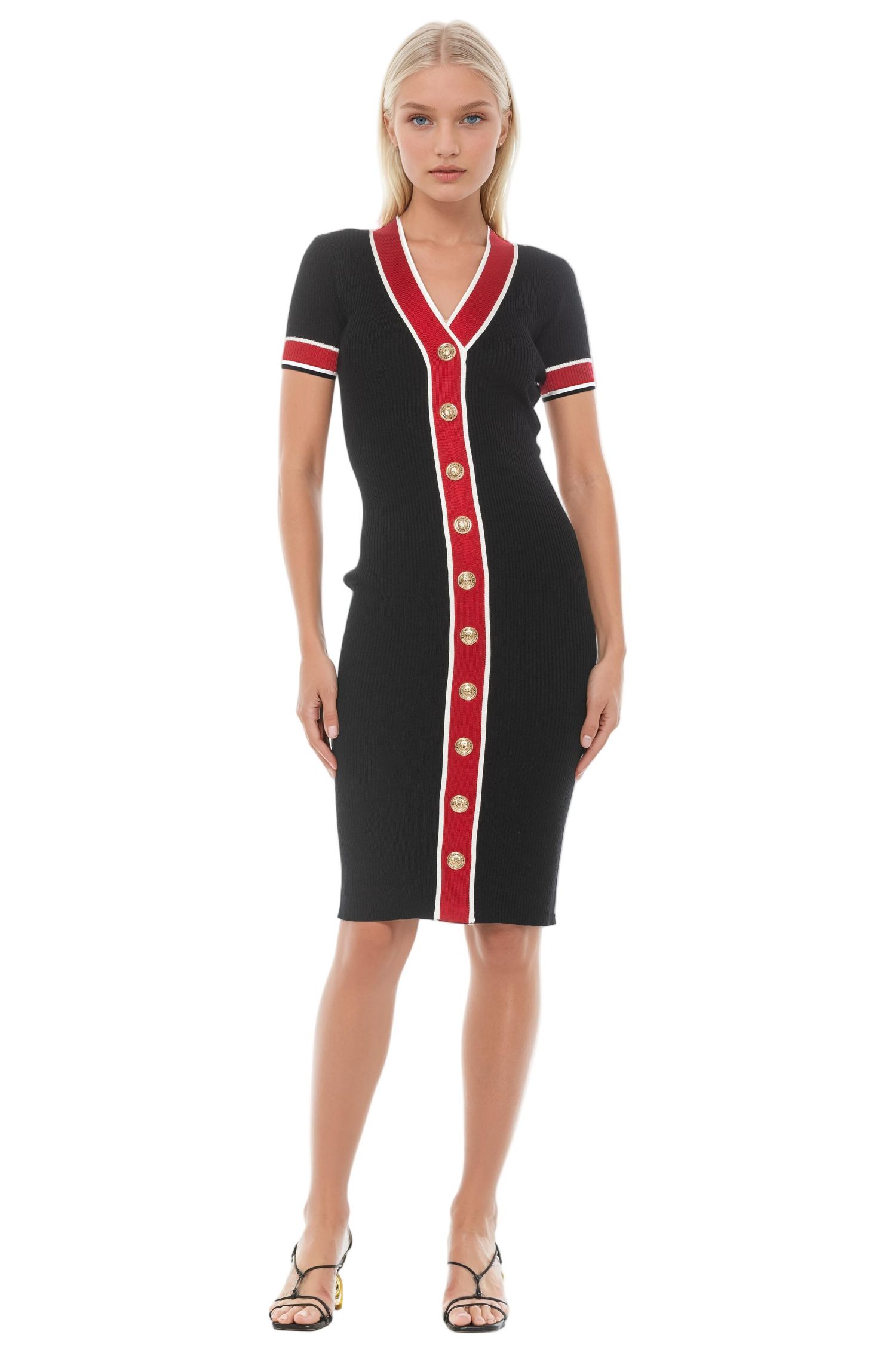 Women's Otto V Neck Ribbed Knit Dress