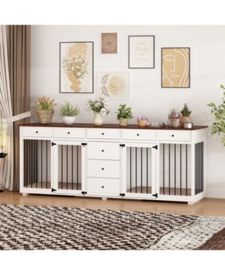 Large Dog Crate With 8 Drawers, Indoor Large Furniture Style Dog House Cage