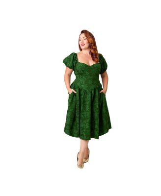 Women's Plus Size Puff Sleeve Swing Dress