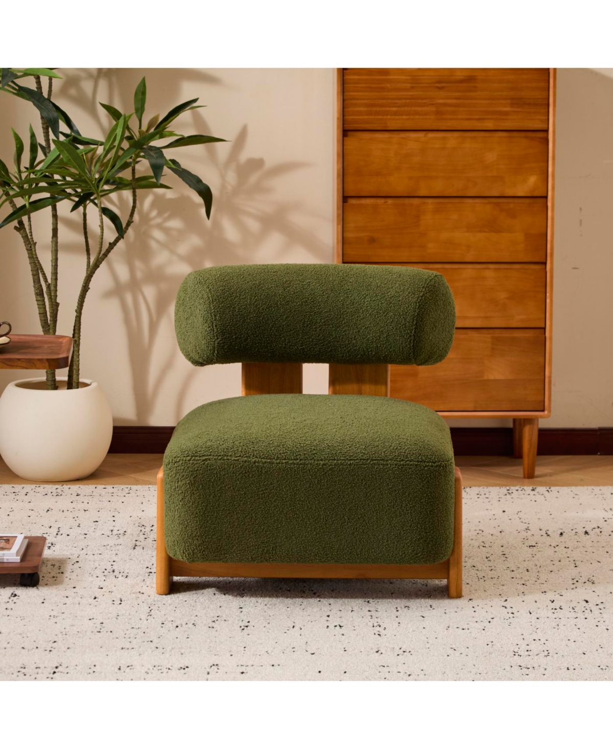 Streamdale Furniture Modern Boucle Lounge Chair with Solid Wood Frame