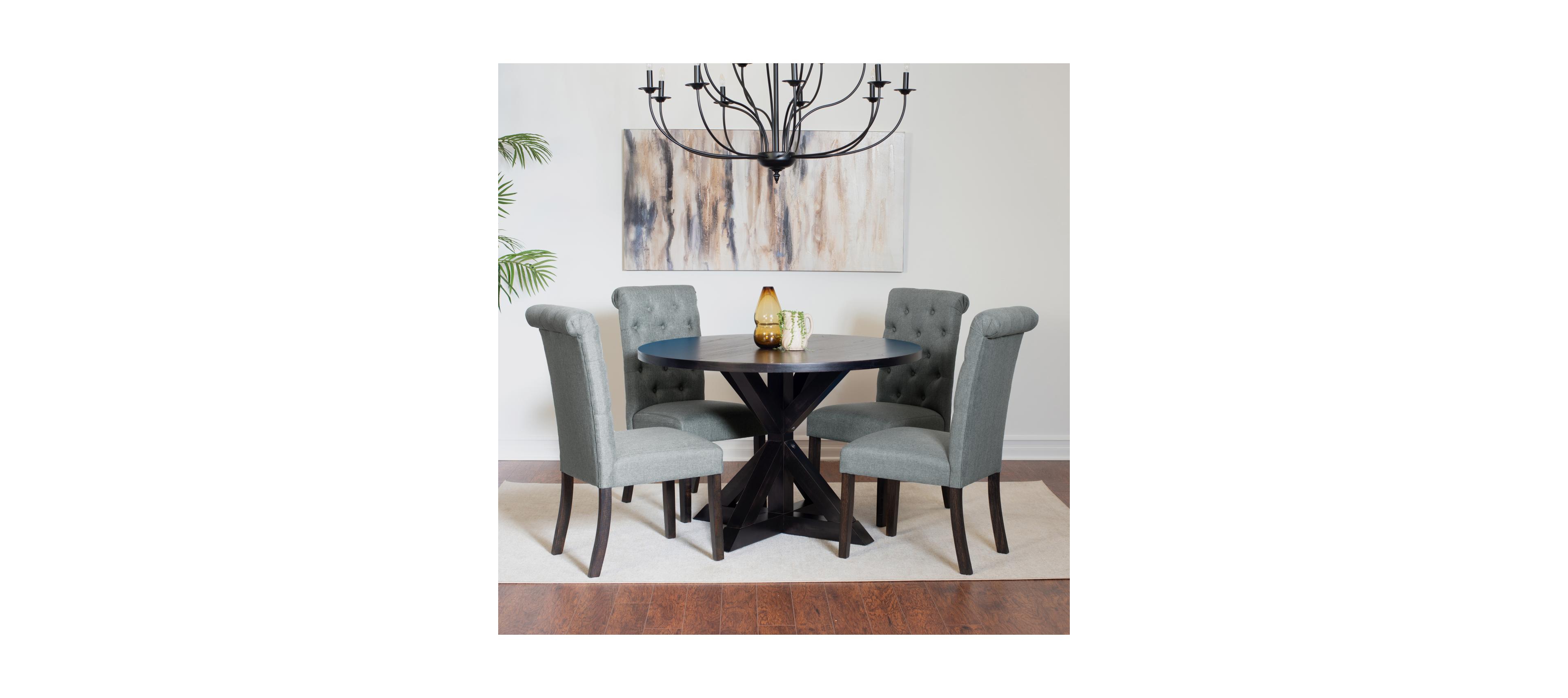 Streamdale Furniture 5-piece Dining Set, Cross-Buck Dining Table with 4 Stylish Chairs