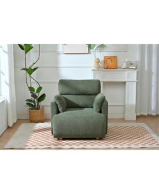 Oversized Dark Green Accent Armchair with Storage Ottoman