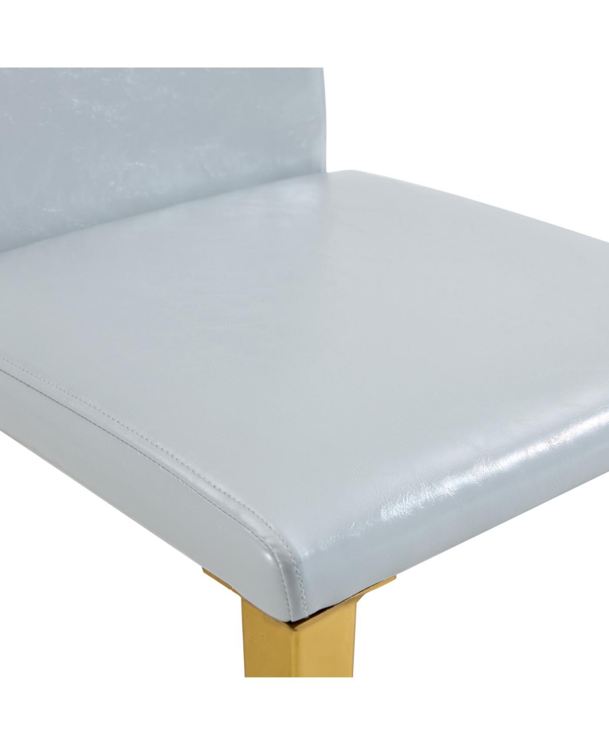 Streamdale Furniture Set of 2 Light Gray Pu Dining Chairs with Golden Metal Legs