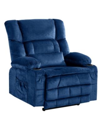 Dual Motor Large Power Lift Recliner Chair with Heat & Cup Holders, BLUE