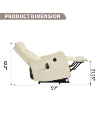 Beige PU Power Lift Recliner Chair with Massage, Heat, USB for Elderly