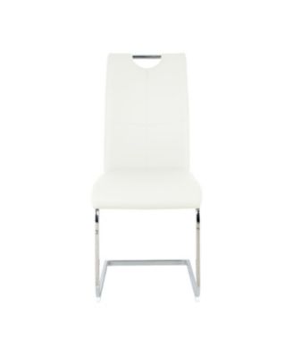  Modern Glass Dining Table Set with 4 White Chairs (Set of 5)