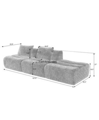 Streamdale Oversized 3 Seater Chenille Sofa, No Assembly, Space-Saving